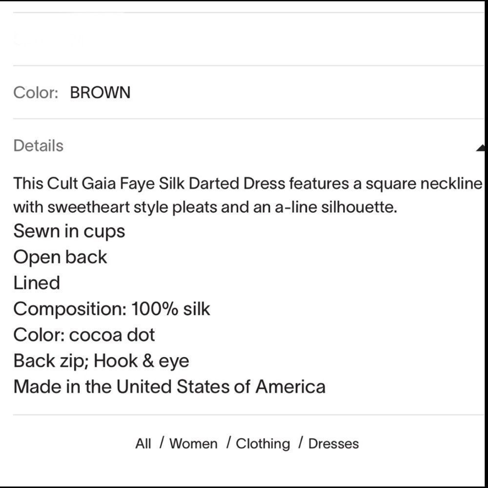 Cult Gaia Women's Brown Faye Silk Darted Dress Small HOST PICK❣️ - Picture 15 of 16